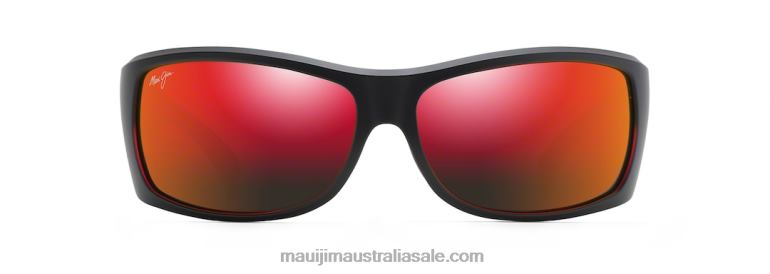 Equator Polarized Wrap Sunglasses Maui Jim TVVRT115 Black with Red Interior/HAWAII LAVA