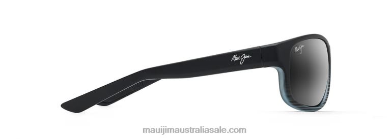 Kaiwi Channel Polarized Wrap Sunglasses Maui Jim TVVRT152 Grey Black Stripe/Neutral Grey