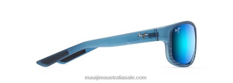 Kaiwi Channel Polarized Wrap Sunglasses Maui Jim TVVRT153 Blue Black Stripe/Blue Hawaii