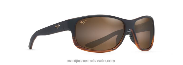 Kaiwi Channel Polarized Wrap Sunglasses Maui Jim TVVRT154 Dark Brown Stripe/HCL Bronze