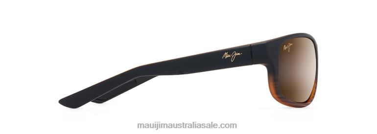 Kaiwi Channel Polarized Wrap Sunglasses Maui Jim TVVRT154 Dark Brown Stripe/HCL Bronze