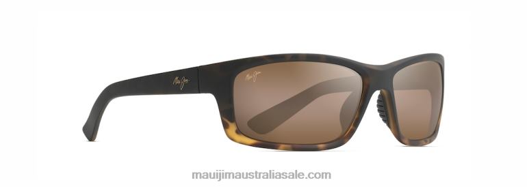 Kanaio Coast Polarized Wrap Sunglasses Maui Jim TVVRT425 Matte Tortoise Ombre/HCL Bronze