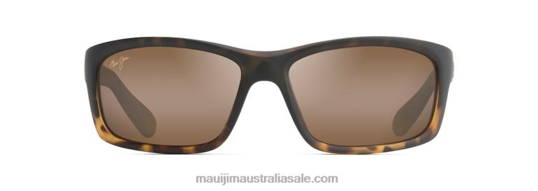 Kanaio Coast Polarized Wrap Sunglasses Maui Jim TVVRT425 Matte Tortoise Ombre/HCL Bronze