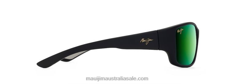 Local Kine Polarized Wrap Sunglasses Maui Jim TVVRT371 Soft Black with Dark Transparent Green and Light Transparent Grey/Green