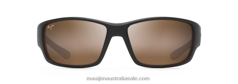 Local Kine Polarized Wrap Sunglasses Maui Jim TVVRT372 Matte Dark Transparent Brown with Tan and Cream/HCL Bronze