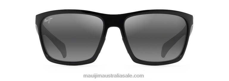 Makoa Polarized Wrap Sunglasses Maui Jim TVVRT338 Gloss Black/Neutral Grey