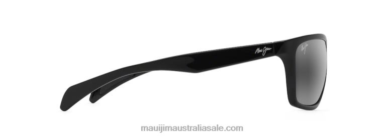 Makoa Polarized Wrap Sunglasses Maui Jim TVVRT338 Gloss Black/Neutral Grey