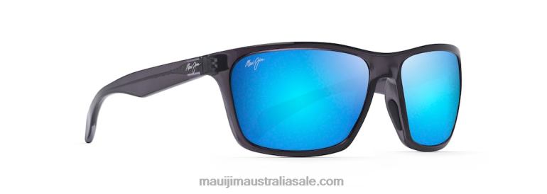 Makoa Polarized Wrap Sunglasses Maui Jim TVVRT339 Dark Translucent Grey/Blue Hawaii