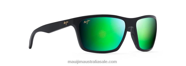 Makoa Polarized Wrap Sunglasses Maui Jim TVVRT340 Matte Black/Green