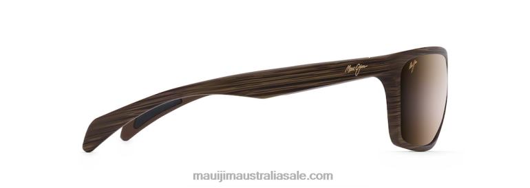 Makoa Polarized Wrap Sunglasses Maui Jim TVVRT341 Matte Brown Wood Grain/HCL Bronze