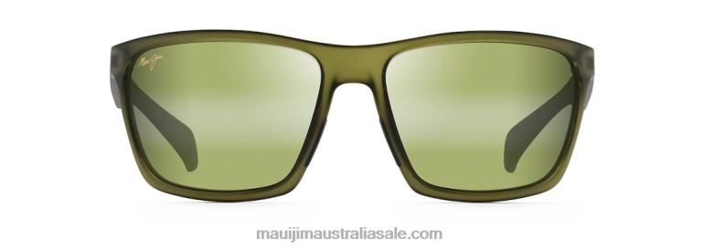 Makoa Polarized Wrap Sunglasses Maui Jim TVVRT342 Matte Translucent Khaki Green/HT