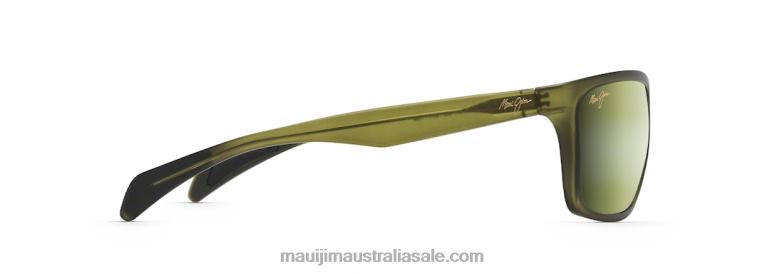 Makoa Polarized Wrap Sunglasses Maui Jim TVVRT342 Matte Translucent Khaki Green/HT