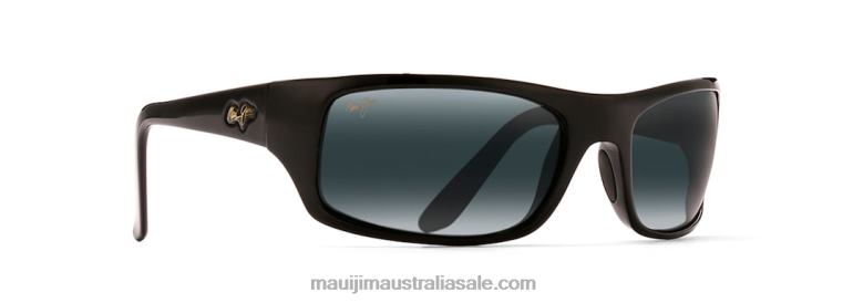 Peahi Polarized Wrap Sunglasses Maui Jim TVVRT271 Gloss Black/Neutral Grey