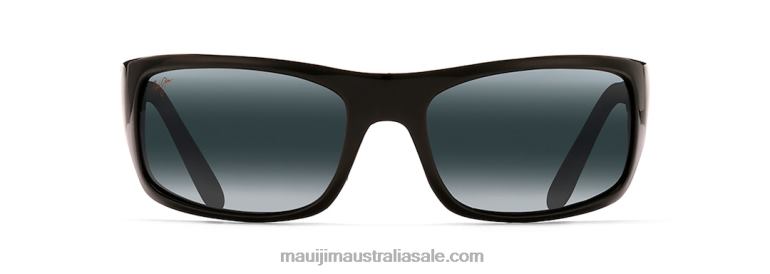 Peahi Polarized Wrap Sunglasses Maui Jim TVVRT271 Gloss Black/Neutral Grey