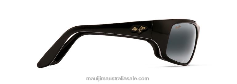 Peahi Polarized Wrap Sunglasses Maui Jim TVVRT271 Gloss Black/Neutral Grey