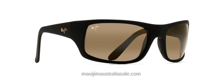 Peahi Polarized Wrap Sunglasses Maui Jim TVVRT275 Black Matte Rubber/HCL Bronze