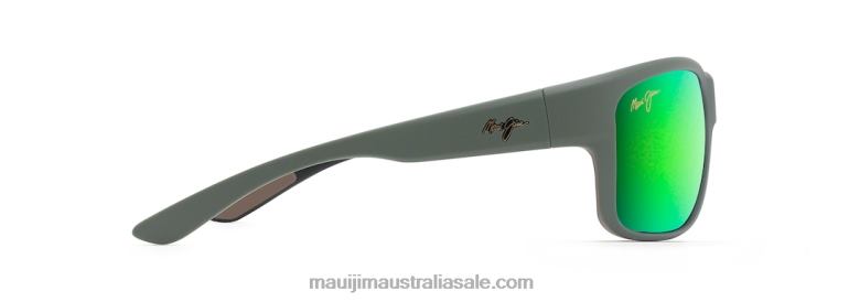Southern Cross Polarized Wrap Sunglasses Maui Jim TVVRT260 Soft Matte Khaki with Brown and Black/Green