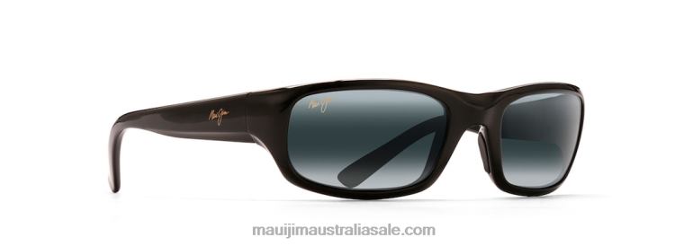 Stingray Polarized Wrap Sunglasses Maui Jim TVVRT392 Gloss Black/Neutral Grey