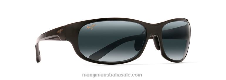 Twin Falls Polarized Wrap Sunglasses Maui Jim TVVRT290 Gloss Black Fade/Neutral Grey