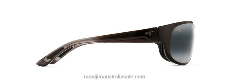Twin Falls Polarized Wrap Sunglasses Maui Jim TVVRT290 Gloss Black Fade/Neutral Grey