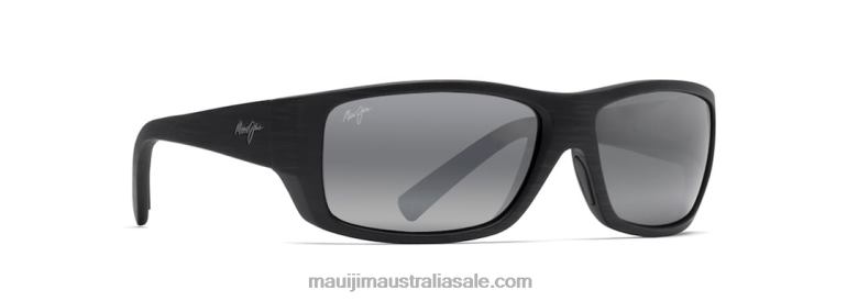 Wassup Polarized Wrap Sunglasses Maui Jim TVVRT451 Matte Black Woodgrain/Neutral Grey