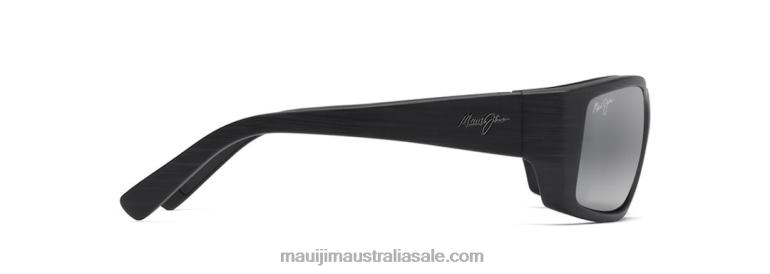 Wassup Polarized Wrap Sunglasses Maui Jim TVVRT451 Matte Black Woodgrain/Neutral Grey