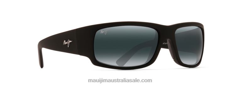 World Cup Polarized Wrap Sunglasses Maui Jim TVVRT383 Matte Black Rubber/Neutral Grey