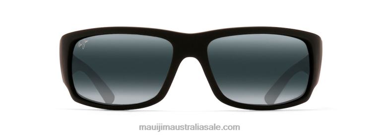 World Cup Polarized Wrap Sunglasses Maui Jim TVVRT383 Matte Black Rubber/Neutral Grey