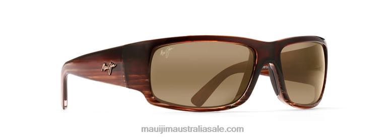 World Cup Polarized Wrap Sunglasses Maui Jim TVVRT385 Chocolate Stripe Fade/HCL Bronze